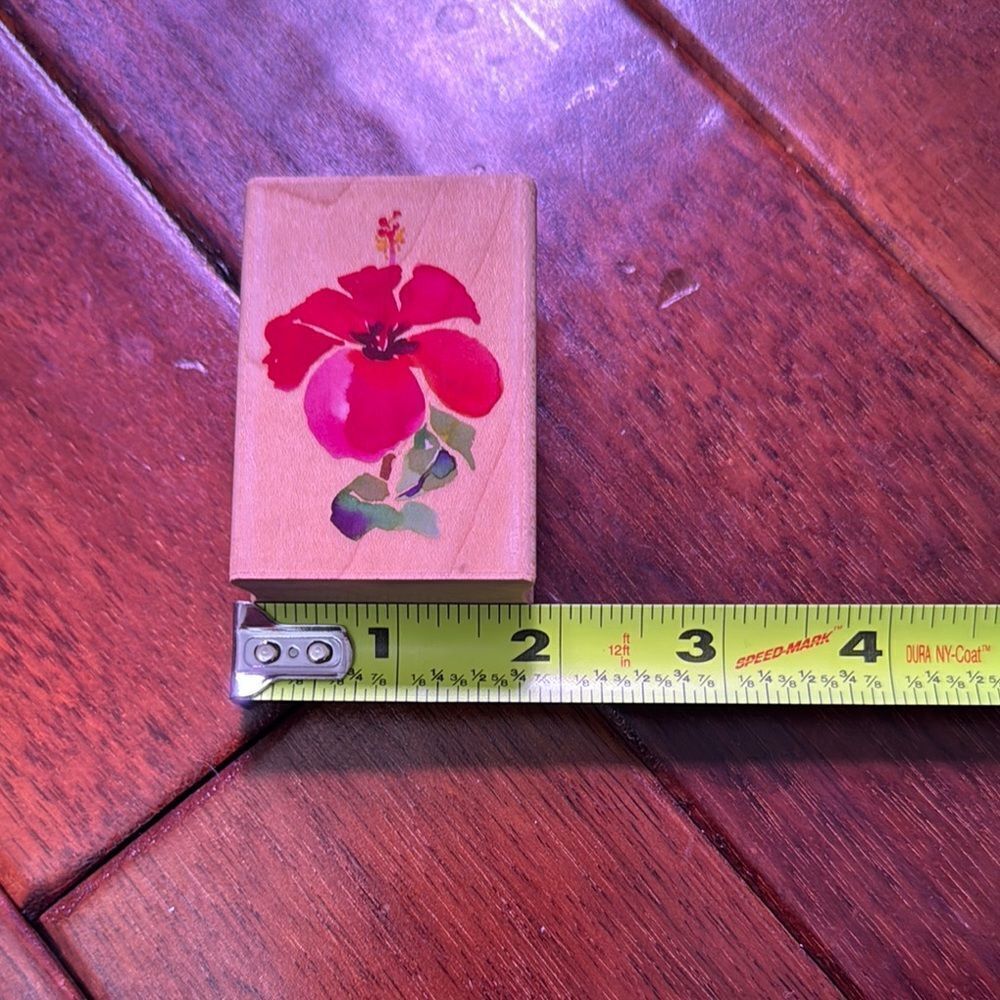Floral Wooden stamp with Red Flower Design